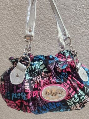 Vintage Y2K Chateau BabyGirl McBling Baddie Bag Purse, Black Silver Multicolor